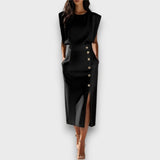 Corvaya – Bleistiftkleid mit Knopfleiste – Schwarz