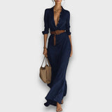 Nirelle – Wickelkleid mit Taillengürtel – Marineblau
