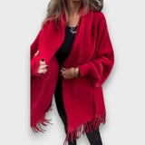 Meliora – Elegante Strickjacke mit Fransen – Rot