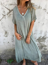 Rachel - Bequemes, locker sitzendes Kleid für Damen – Grün