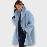 Lerisse – Eleganter Mantel mit Kapuze – Blau