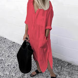 Susan - Lässiges Lockeres Schlitzkleid – Rot