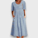 Marivelle – Kleid mit Knopfdetails – Blau