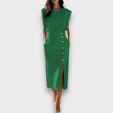 Corvaya – Bleistiftkleid mit Knopfleiste – Grün