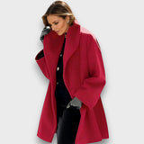 Lerisse – Eleganter Mantel mit Kapuze – Rot