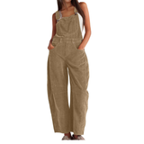 Imogen | Damen Latzhose Overall mit Weitem Bein – Braun