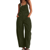 Imogen | Damen Latzhose Overall mit Weitem Bein – Olivgrün
