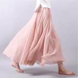 Ingrid | Damen Weit Schwingender Maxirock Elastischer Bund – Rosa