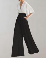 Iolanthe | Damen Wide Leg V-Ausschnitt Jumpsuit – Mehrfarbig