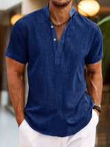 Herren Poloshirt | V-Ausschnitt mit gerader Grundform – Dunkelblau