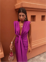 Isabelle | Festkleid mit tiefem V-Ausschnitt – Lila