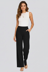 Isolde | Damen Wide-Leg Hose mit hohem Bund – Schwarz