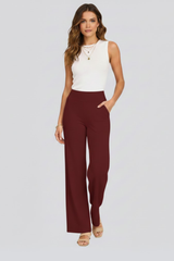 Isolde | Damen Wide-Leg Hose mit hohem Bund – Rot
