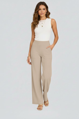 Isolde | Damen Wide-Leg Hose mit hohem Bund – Creme