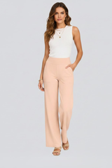 Isolde | Damen Wide-Leg Hose mit hohem Bund – Aprikose