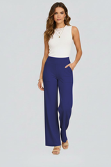 Isolde | Damen Wide-Leg Hose mit hohem Bund – Blau