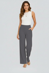 Isolde | Damen Wide-Leg Hose mit hohem Bund – Dunkelgrau