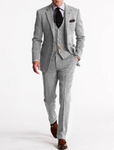 Herren-Anzug klassischer Stil | dreiteiliges Set – Silber