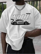 Martin - T-shirt mit Sportwagen-Aufdruck – Weiß