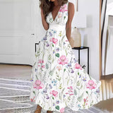 Jacqueline | Damen Ärmelloses Blumenkleid im A-Linien-Stil – Pinke Blume