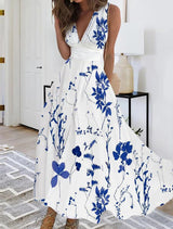 Jacqueline | Damen Ärmelloses Blumenkleid im A-Linien-Stil – Orchidee