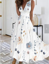 Jacqueline | Damen Ärmelloses Blumenkleid im A-Linien-Stil – Gelbe Blume