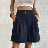Halia - hoch taillierte Shorts mit Soft-Touch – Blau