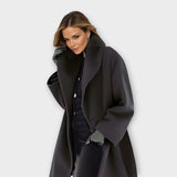 Elodie – Luxus Aus Wolle Windjacke Mantel – Schwarz