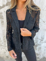 Naemi – Eleganter Spitze Blazer – Schwarz