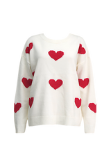 Oversize-Strickpullover mit Herzchen – Barissa – Rot