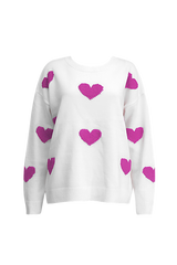 Oversize-Strickpullover mit Herzchen – Barissa – Rosa