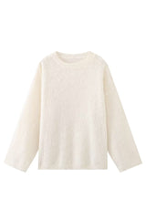 Oversize-Pullover für Damen mit Rundhalsausschnitt und überschnittenen Schultern – Hanna – Beige