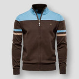 Frederick – gestrickte retro-streifenjacke – Hellblau