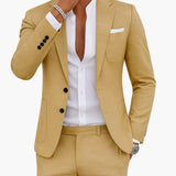 Joachim | Herren Hellblau Zwei-Teiler Anzug Set – Beige