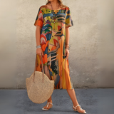 Joelle | Fließendes und elegantes Blumenkleid – Orange
