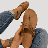 Johanna | Damen Zehensandalen Flach Sommer – Braun