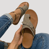 Johanna | Damen Zehensandalen Flach Sommer – Grau