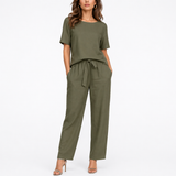 Josefina | Damen Zweiteiler Set mit Kurzarm Top – Grün