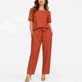 Josefina | Damen Zweiteiler Set mit Kurzarm Top – Orange