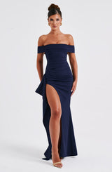 Mara | Elegantes Maxikleid – Blau