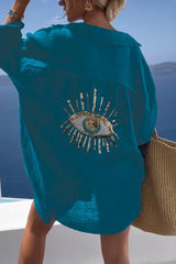 Oversize Baumwollhemd für Frauen | Lange Ärmel – Blau