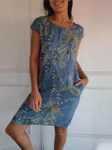 Sharon | Rundhals Kleid – Blau