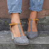 Minha – Schuhe Mit Klobigem Absatz Und T-Riemchen – Grau