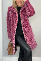 ZOE – Damen-Wintermantel mit Animal-Print – Rosa