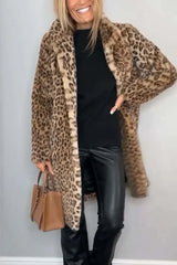 ZOE – Damen-Wintermantel mit Animal-Print – Braun