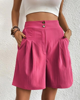 Damen Shorts High Waist mit weitem Bein – Sommerlich & Elegant – Rosa