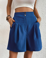 Damen Shorts High Waist mit weitem Bein – Sommerlich & Elegant – Blaue Farbe