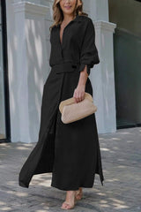 Jeanette | Maxikleid mit V-Ausschnitt – Schwarz