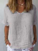 Bequemes Sommer T-Shirt Mit V-Ausschnitt Für Frauen | Chic – Grau