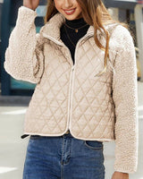 Odette - kuschelige plüschjacke mit reißverschluss – Abrikoos